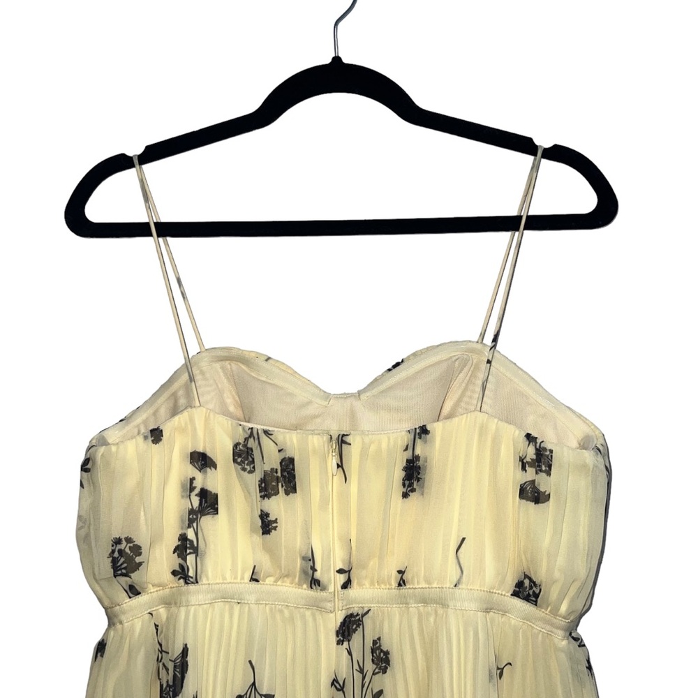 Self Portrait Yellow Floral Silhouette Chiffon Tiered Midi Dress Pastel Yellow - Picture 10 of 15